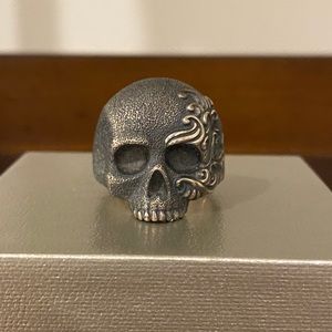 David Yurman Sterling Silver Waves Skull Ring